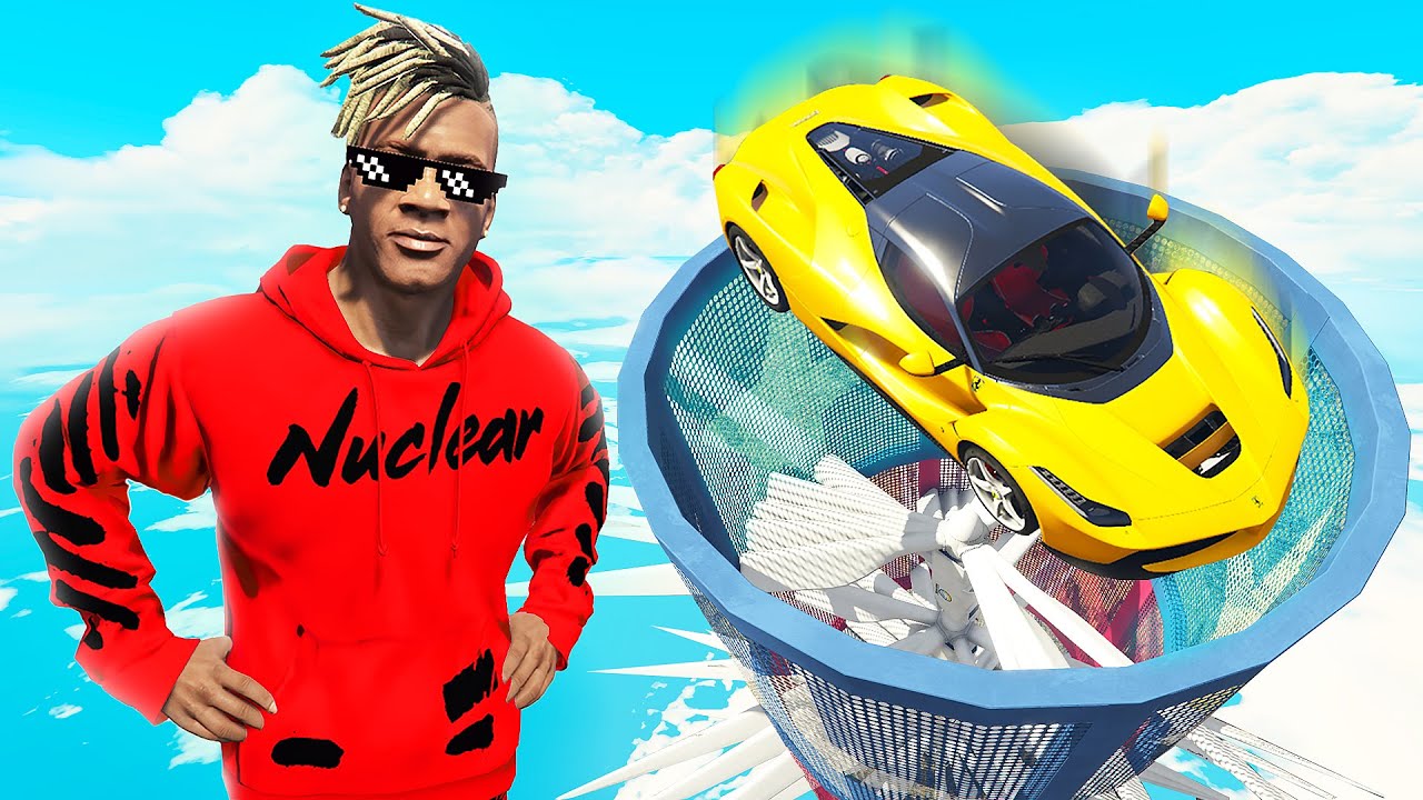 GTA 5: CARS vs GIANT BLENDER CHALLENGE with CHOP & BOB