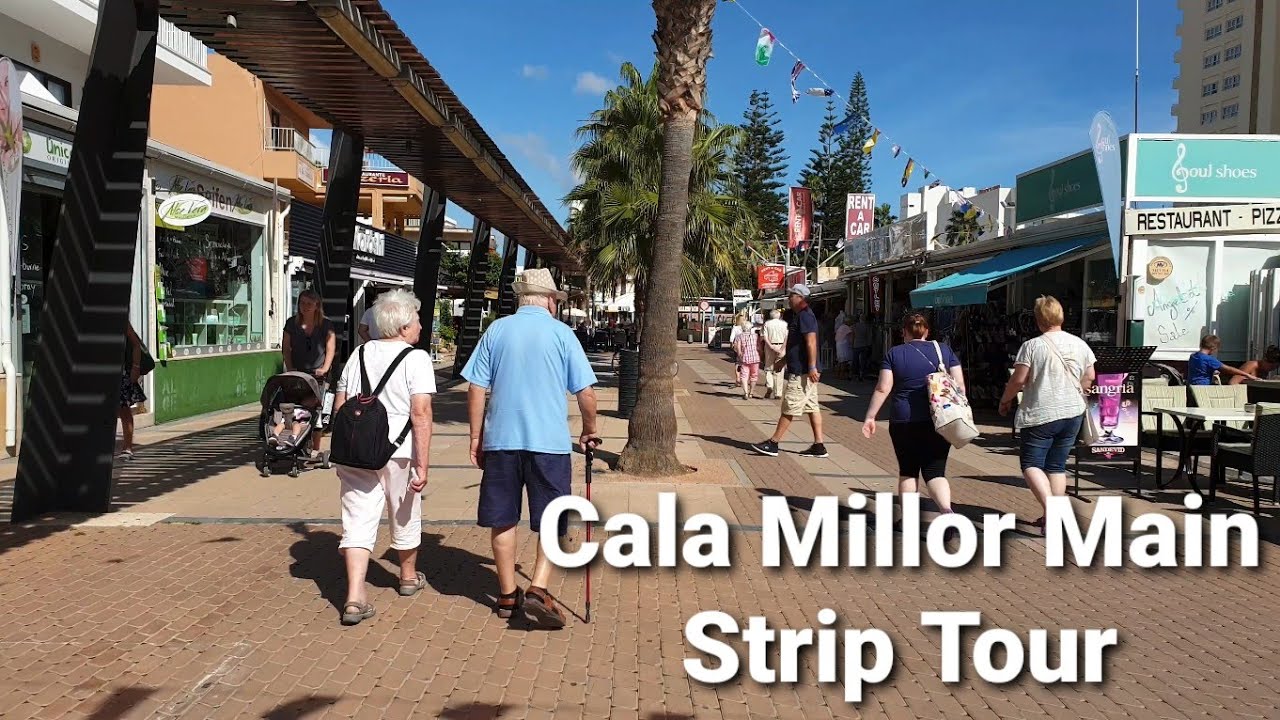 Cala Millor Mallorca - Main Strip Tour, Shops,Bars,Resturants, 4K