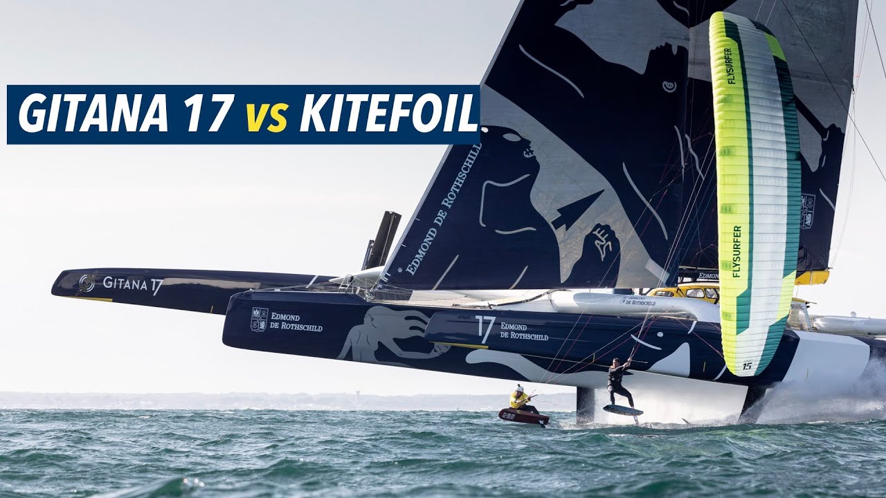 Kitefoil vs Gitana 17: Quand le Maxi Edmond de Rotschild se tire la bourre avec des kite foils !