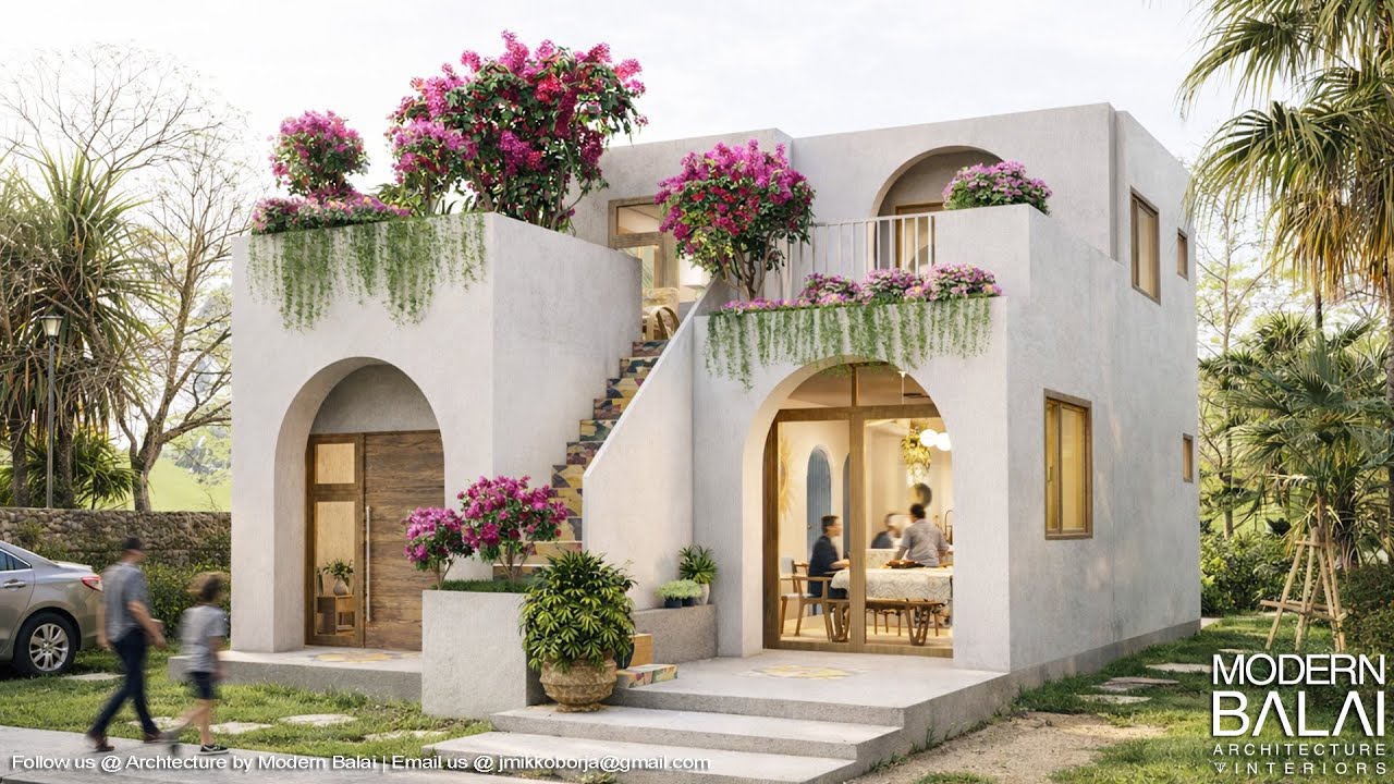 SANTORINI HOUSE DESIGN SIMPLE HOUSE DESIGN 3-BEDROOM 7X11 METERS