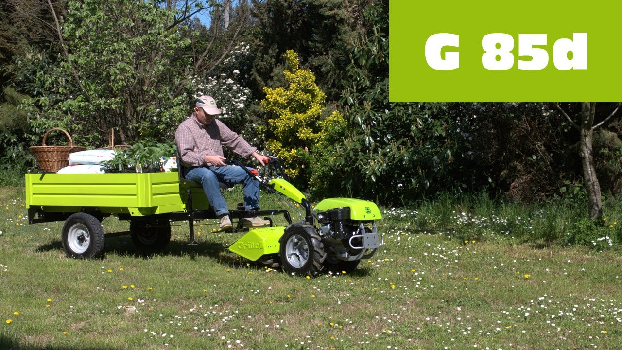 Grillo G 85d - Motocoltivatore con rimorchio trainato / Rotavator with tipping towed trailer