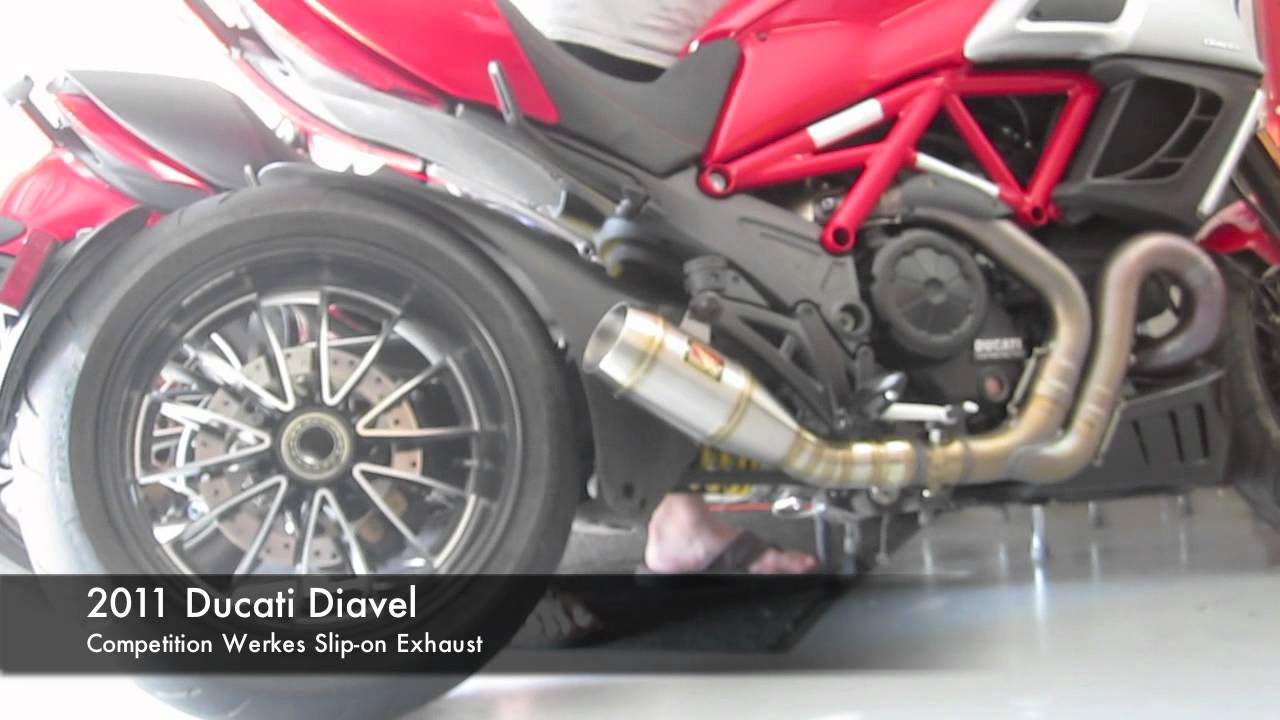 Ducati Diavel Stock vs Competition Werkes Slip-on Exhaust