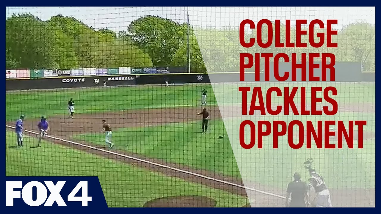 Weatherford college pitcher tackles opponent during baseball game, video shows