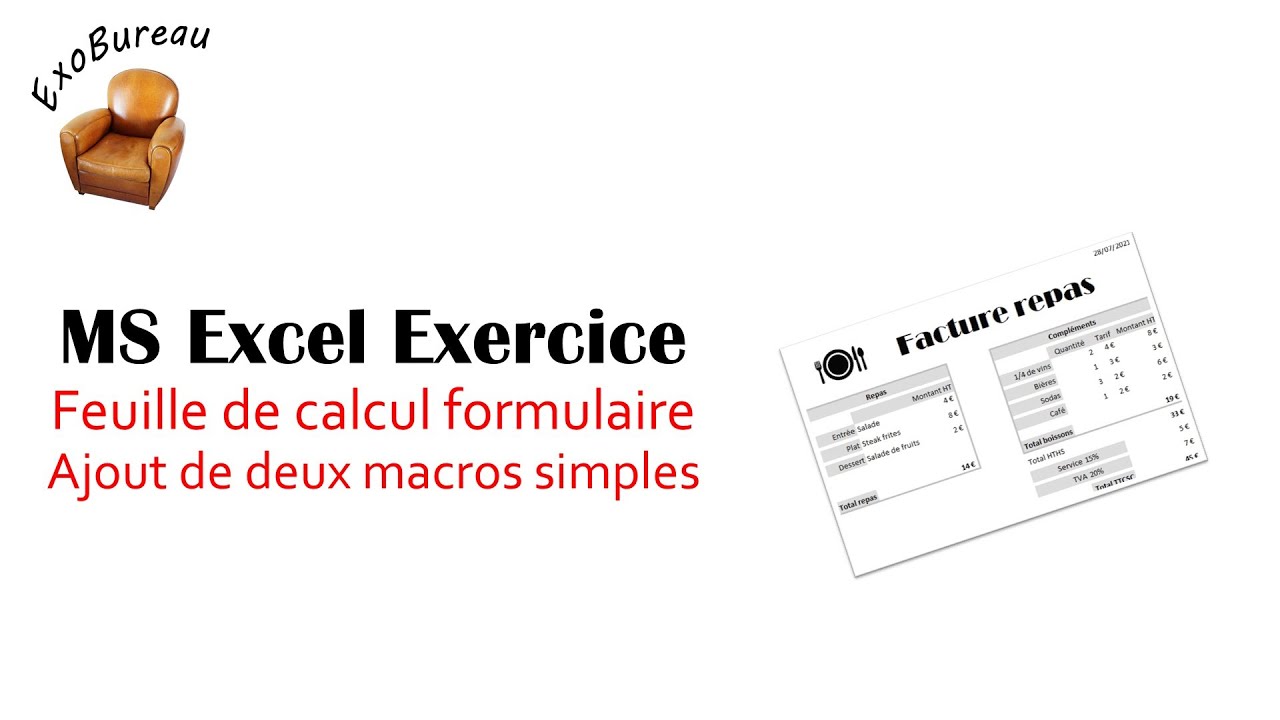 Excel Exercice Facture restaurant (Partie 2)
