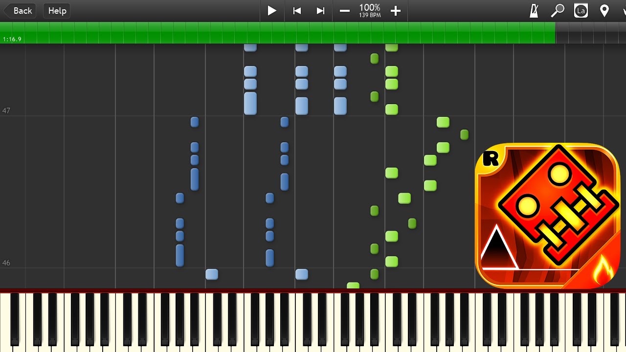 [HQ] Geometry Dash Meltdown - The Seven Seas (lvl 1) - Piano tutorial (Synthesia)