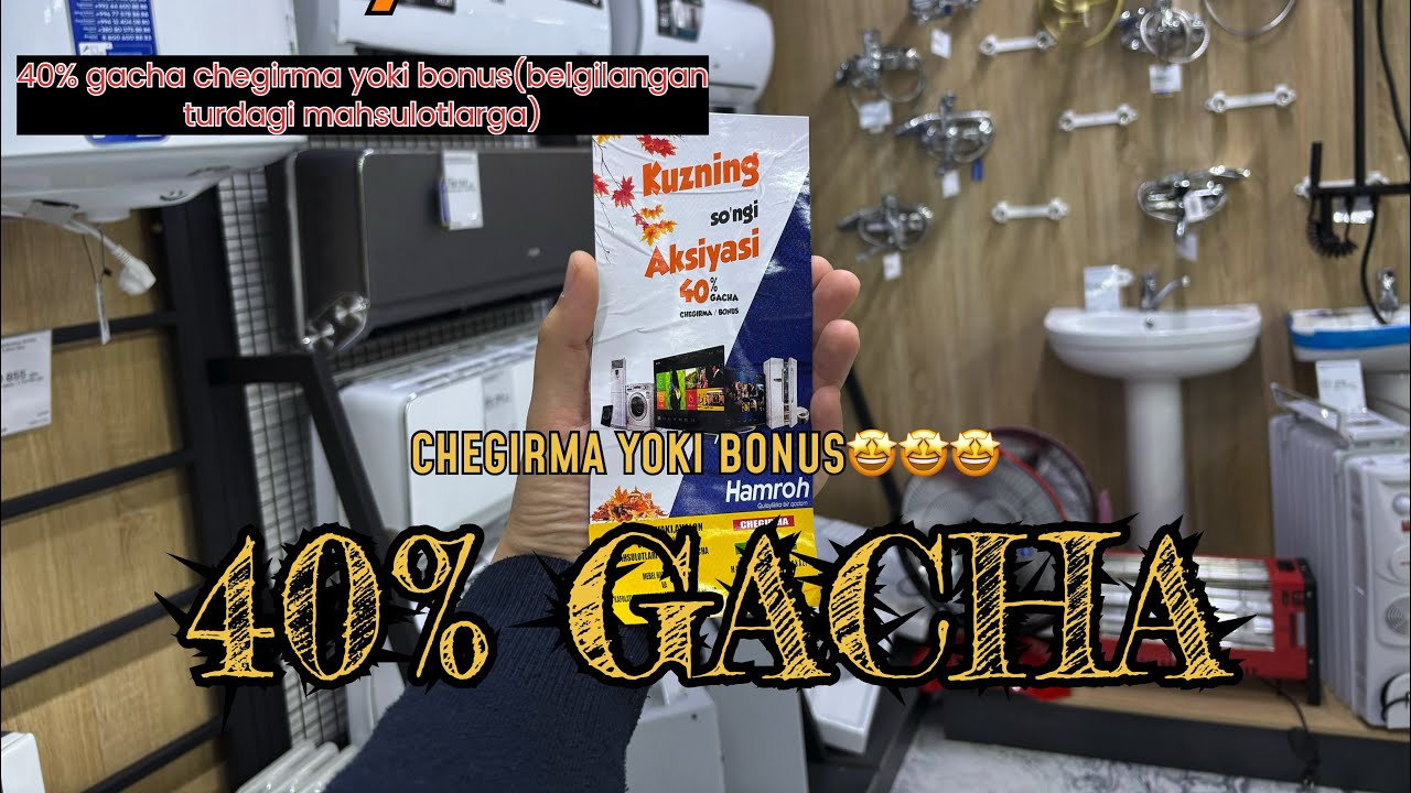 Hamrohda 40% gacha chegirma yoki bonus🤩🤩