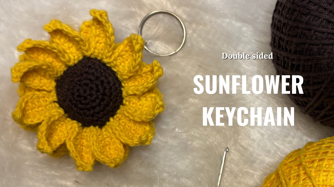 EASY Sunflower Keychain Crochet Tutorial (Step by Step)