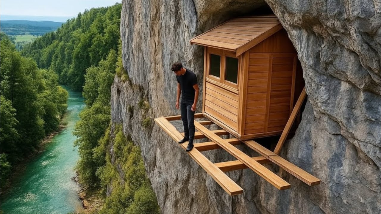 Hidden Cliffside Underground Shelter Build | Rustic Survival Home