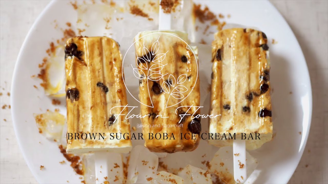 Brown Sugar Boba Ice Cream Bar Recipe｜흑당 버블 아이스크림 만드는 법｜黑糖珍奶雪條 冰棒 做法｜ASMR video by :Flour n Flower: