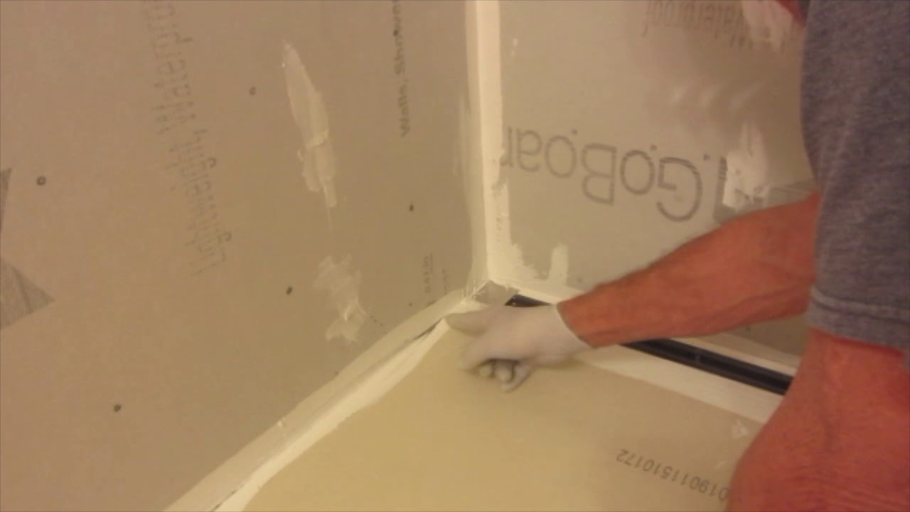 Lowered Subfloor, Linear drain, GoBoard waterproof backer-board