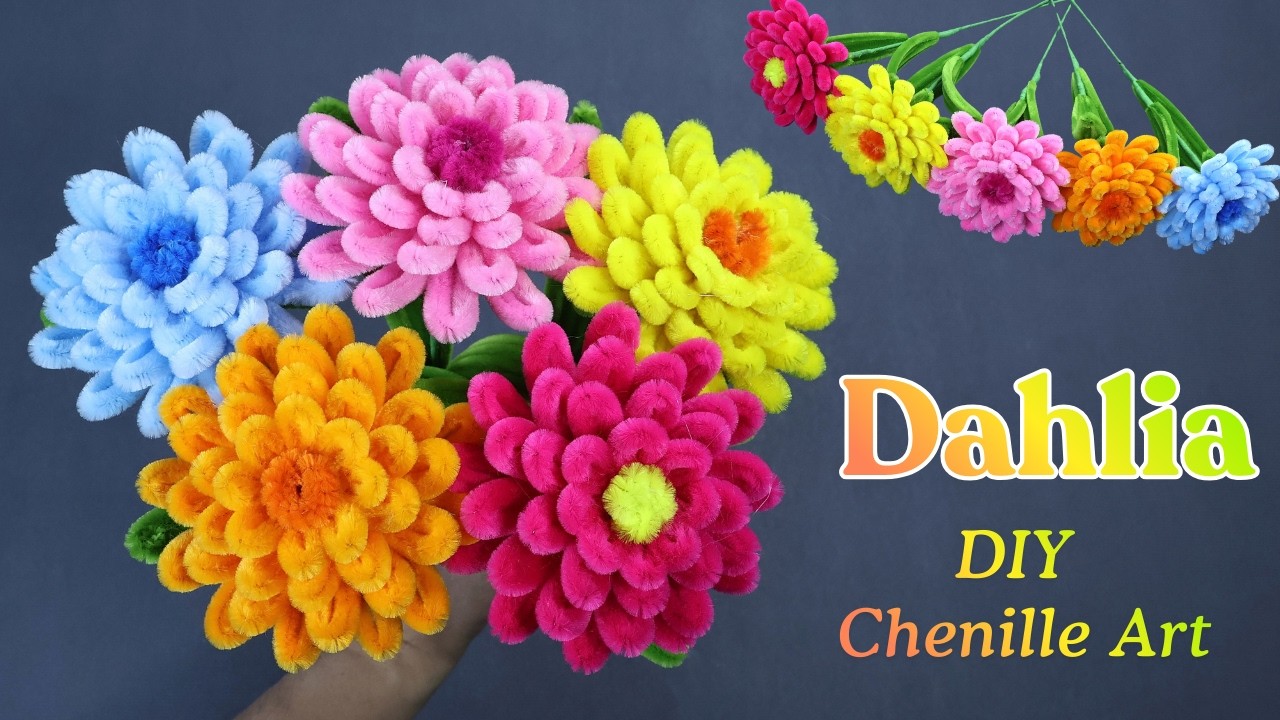 🌸 DIY Pipe Cleaner Dahlia Flower | Easy Chenille Stem Flower Tutorial for Beginners