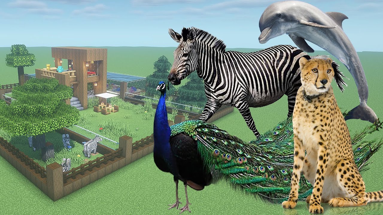 How To Make a Cheetah, Dolphin, Peacock, and Zebra Farm in Minecraft PE