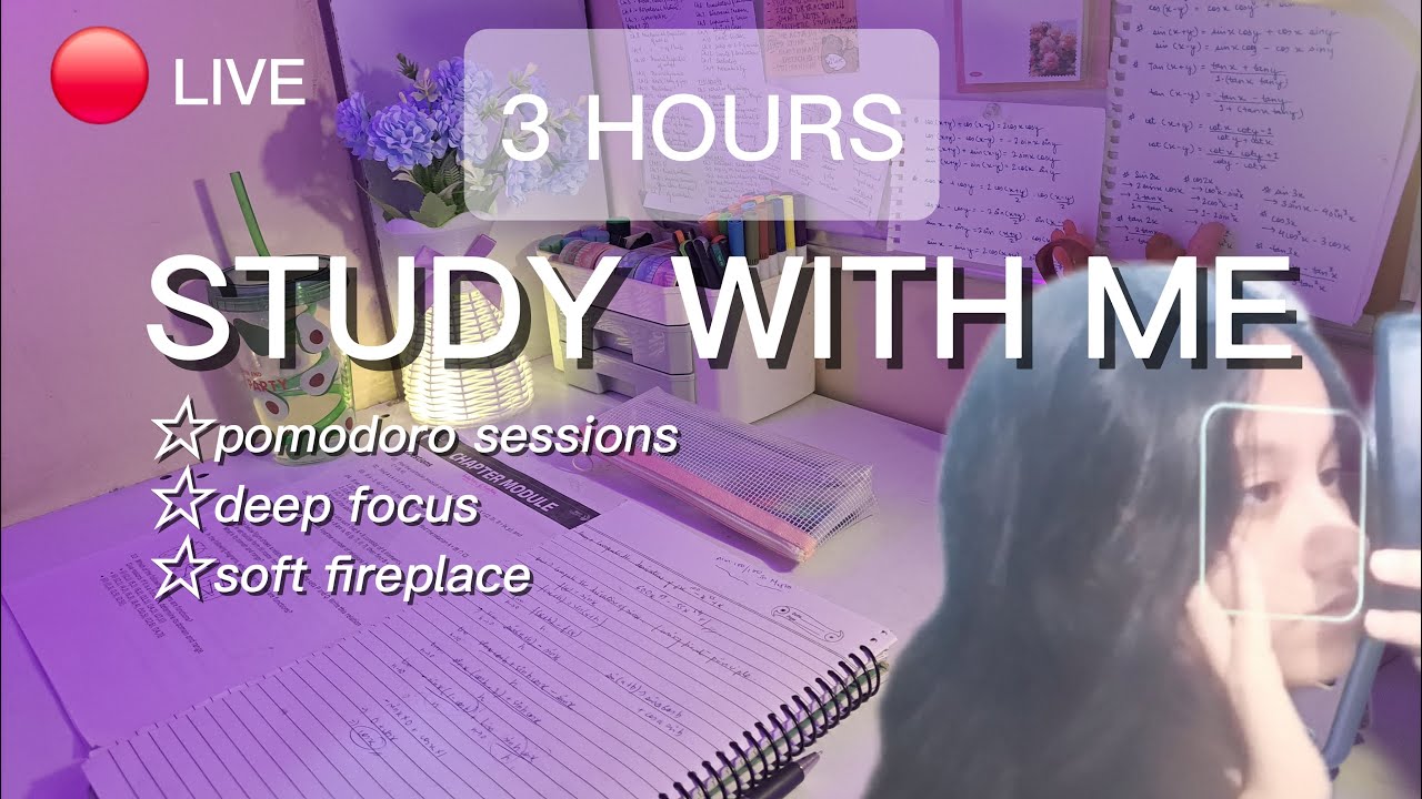 Exam Study Live✨️📚 | 3-hours pomodoro | calm & productive