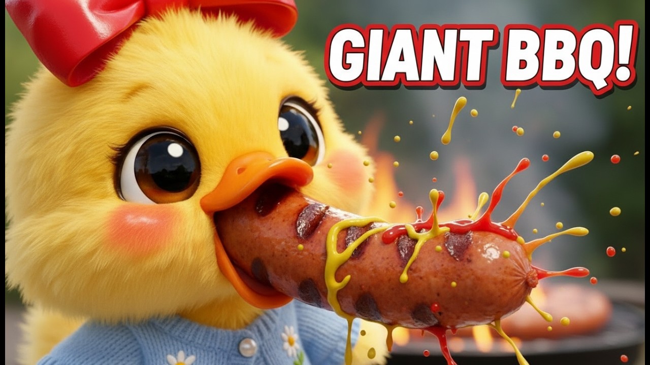 Funny Duck GIANT BBQ HOTDOG Mukbang! 🌭🔥 Lyly & GoGo Garden Party (ASMR)
