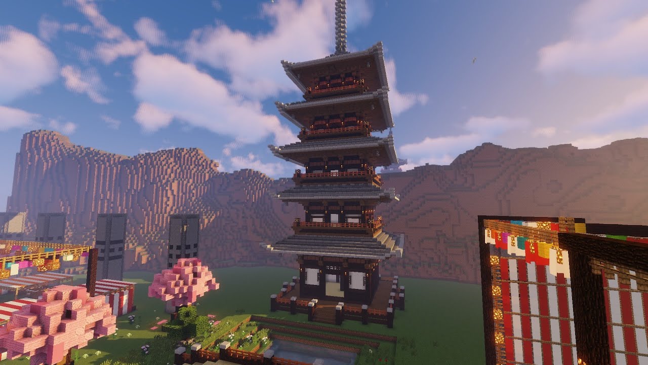 Minecraft Japanese style 日式建築教學 - 五重塔