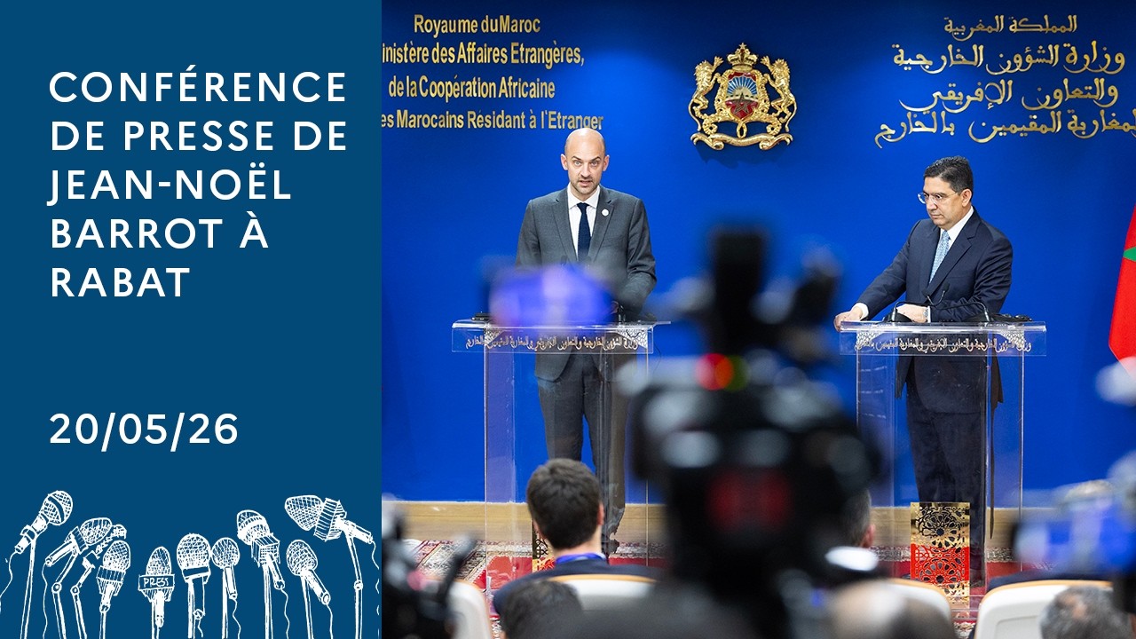 D&eacute;placement de Jean-No&euml;l Barrot &agrave; Rabat - Conf&eacute;rence de presse (20-05-26)