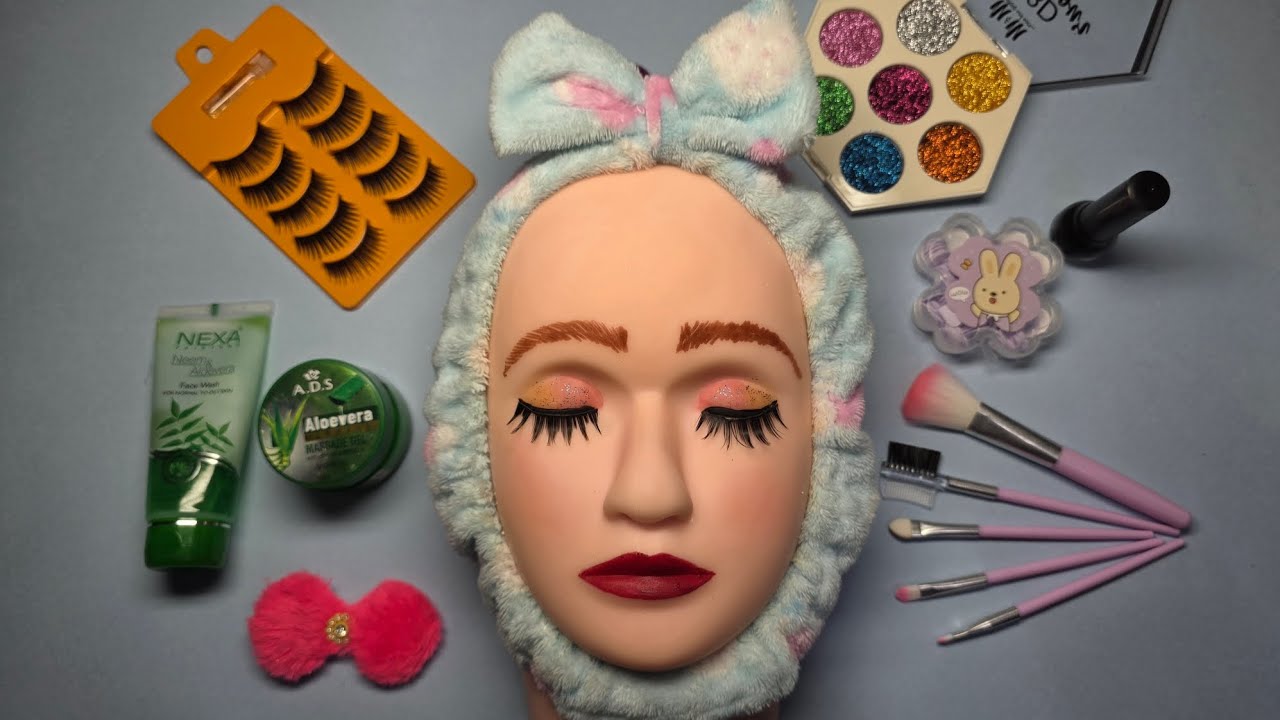 ASMR Makeup on Mannequin 🎭 (No Talking) | ASMR RUMI Kpop Demon Hunters Makeup 💋 🎀 Satisfying Videos