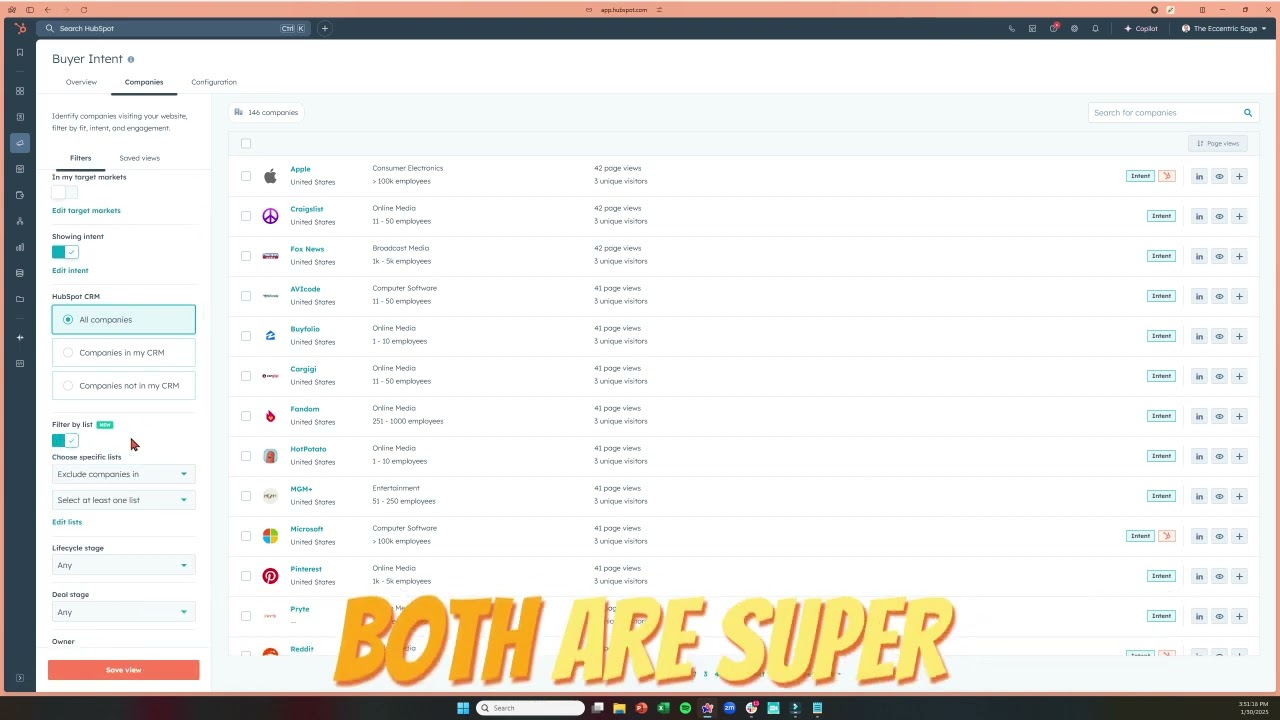 How to Filter Buyer Intent by CRM List Data in HubSpot