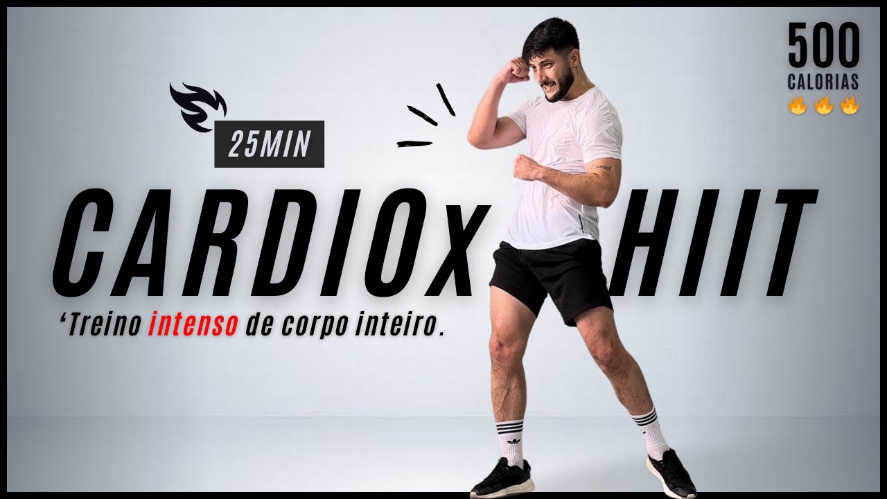CARDIO HIIT 25 MIN para gastar até 500 calorias e trabalhar o corpo todo (em casa)