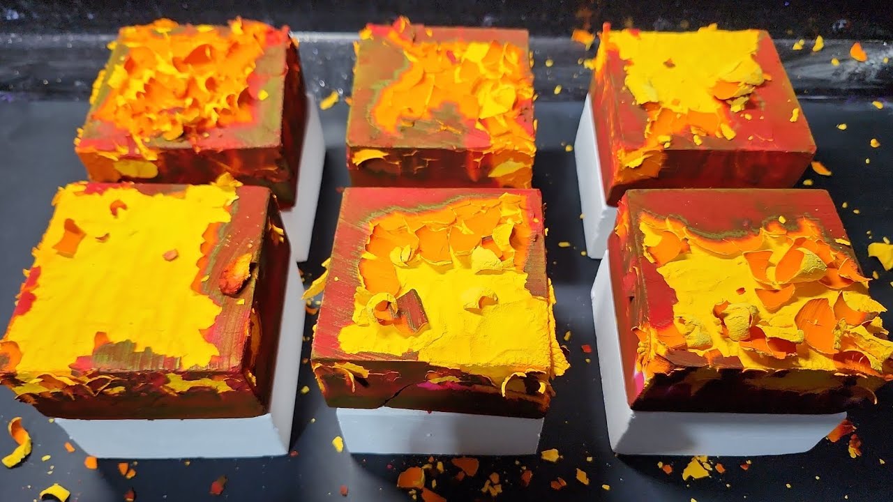 Super Vibrant and Super Dusty Dyed Chalk Blocks I Crispy and Flakey I ASMR | Oddly Satisfying #asmr