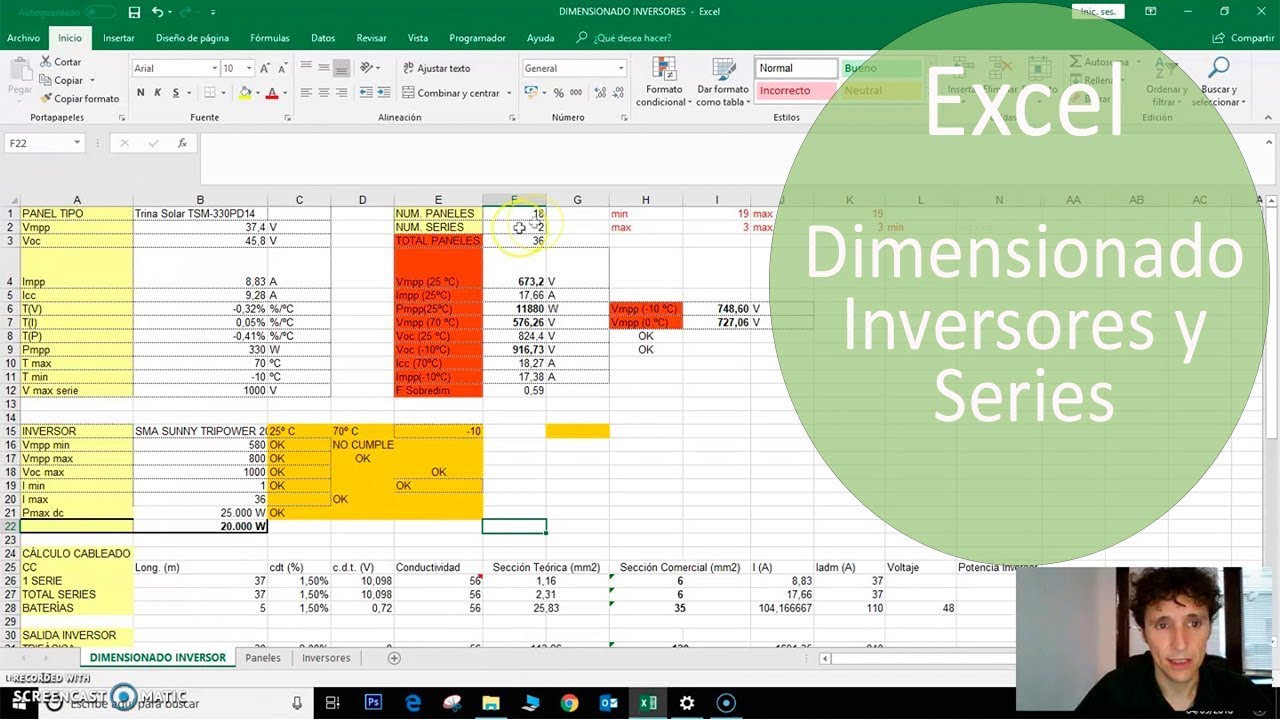 Dimensiona fácilmente tu INVERSOR y tus SERIES para tu instalación FOTOVOLTAICA