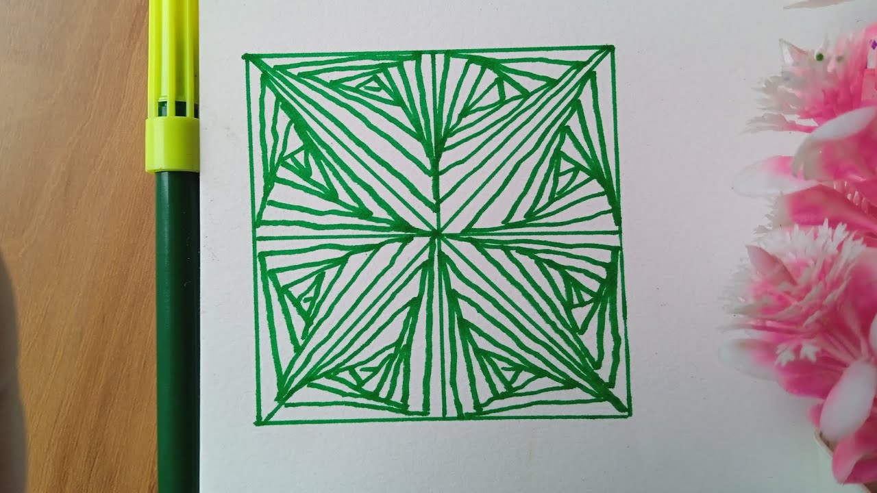 Square spiral drawing || Geometrical square drawing 