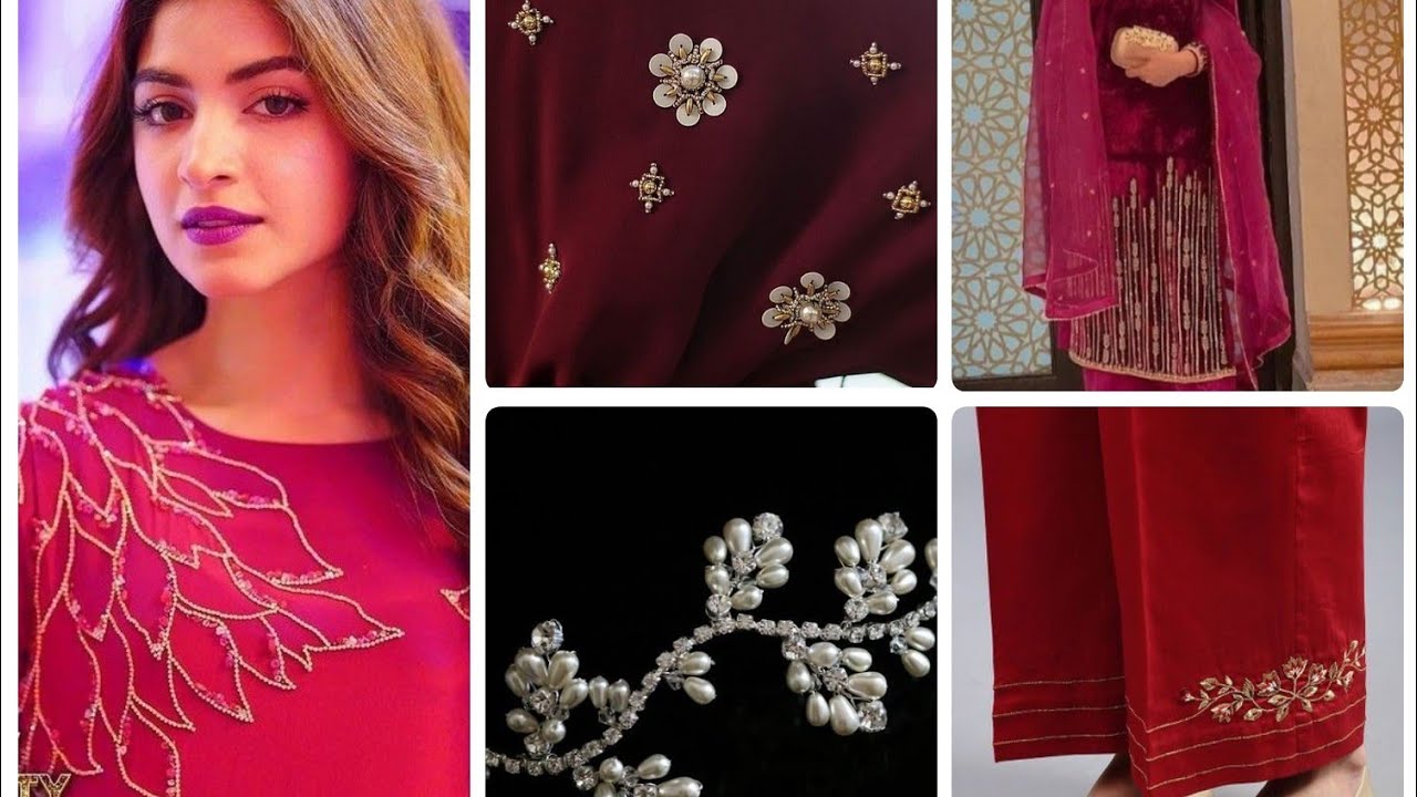 Velvet dresses with minimal embroidery//Embroidery ideas /patterns for velvet dresses
