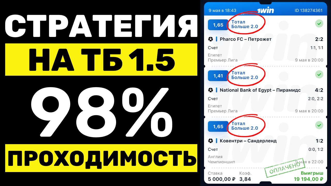 ⚽️ Стратегия ставок на ТБ 1.5 с 98% ПРОХОДИМОСТЬЮ (Экспрессы с КФ 3-4) &mdash; Ставки на футбол