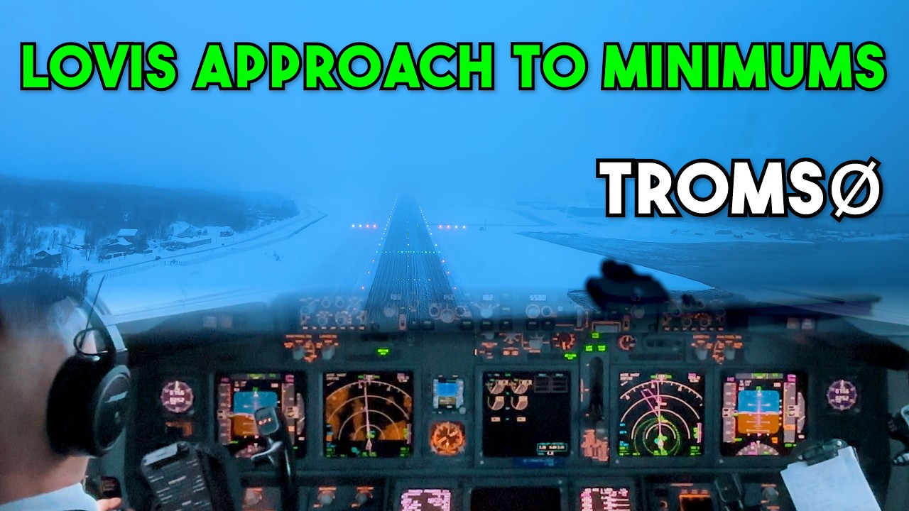 EPIC Boeing 737 low visibility landing in snowy Troms&oslash; | ILS runway 18 to minimums