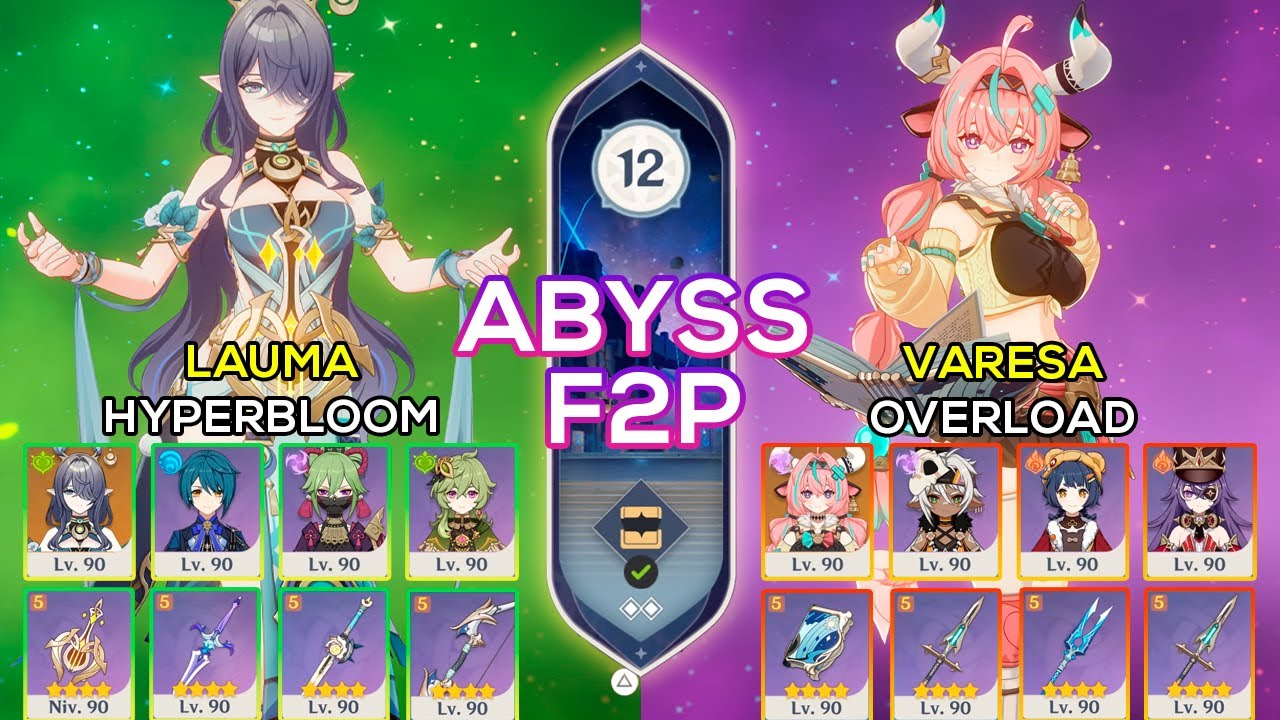 [F2P] C0 Lauma Hyperbloom & C0 Varesa Overload | Spiral Abyss 6.2 | Genshin Impact