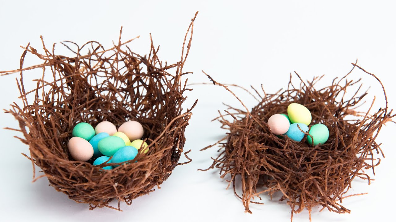 Edible Chocolate Nests filled w/ Cadbury Mini Eggs from Cookies, Cupcakes and Cardio