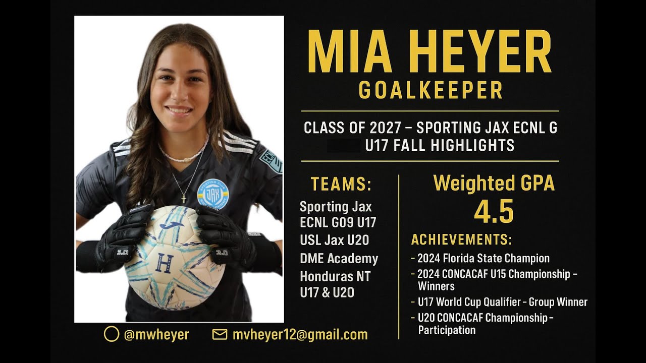 Mia Heyer ECNL Fall Season Highlights with Sporting Jax