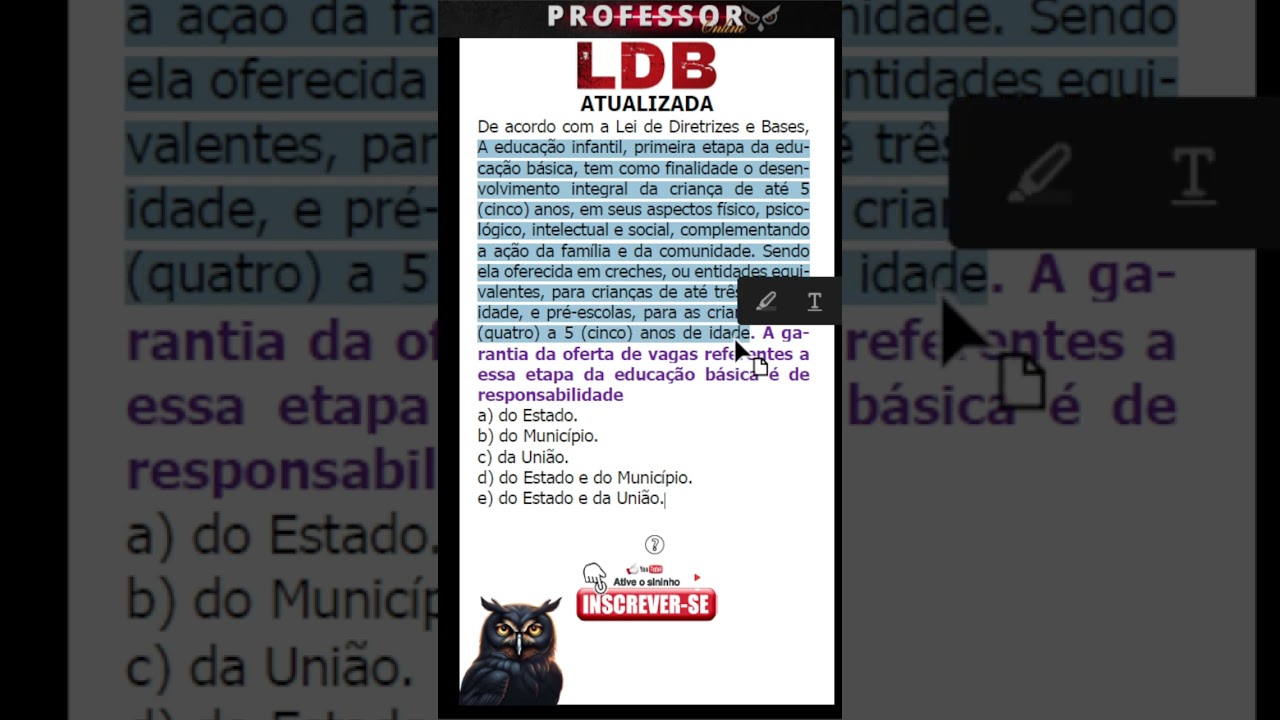 LDB ATUALIZADA: Concurso para Professor - Lei de Diretrizes e Bases da Educa&ccedil;&atilde;o - LDB art. 11