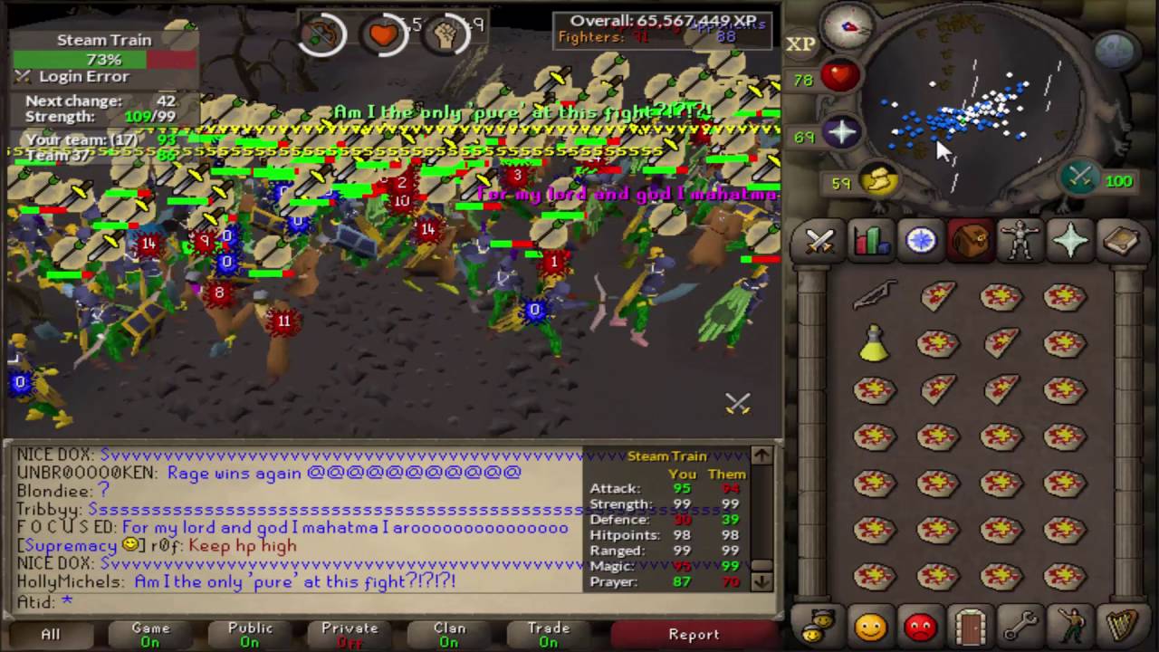 Runescape 2007 pure war 100 vs 100 - Sup vs FI