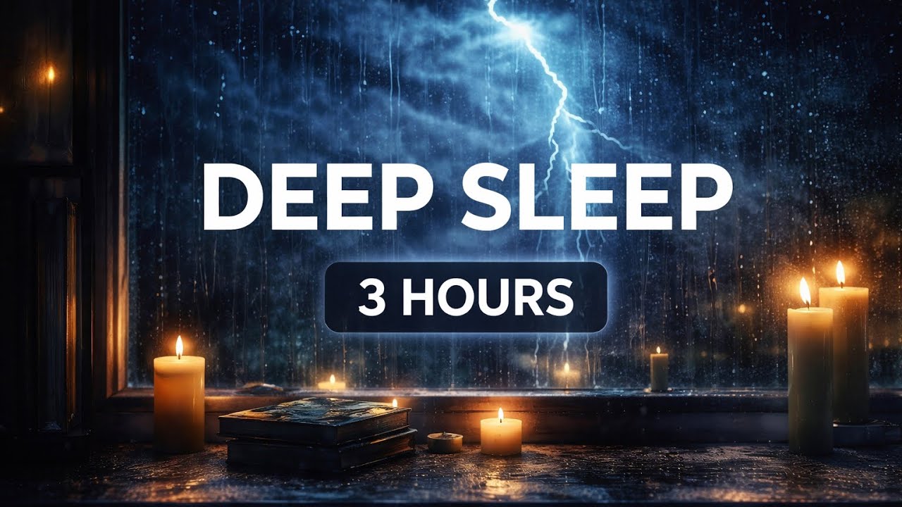 Deep Rain Sounds & Thunderstorm for Sleep 🌧⛈ Relaxing Night Ambience | 3 Hours
