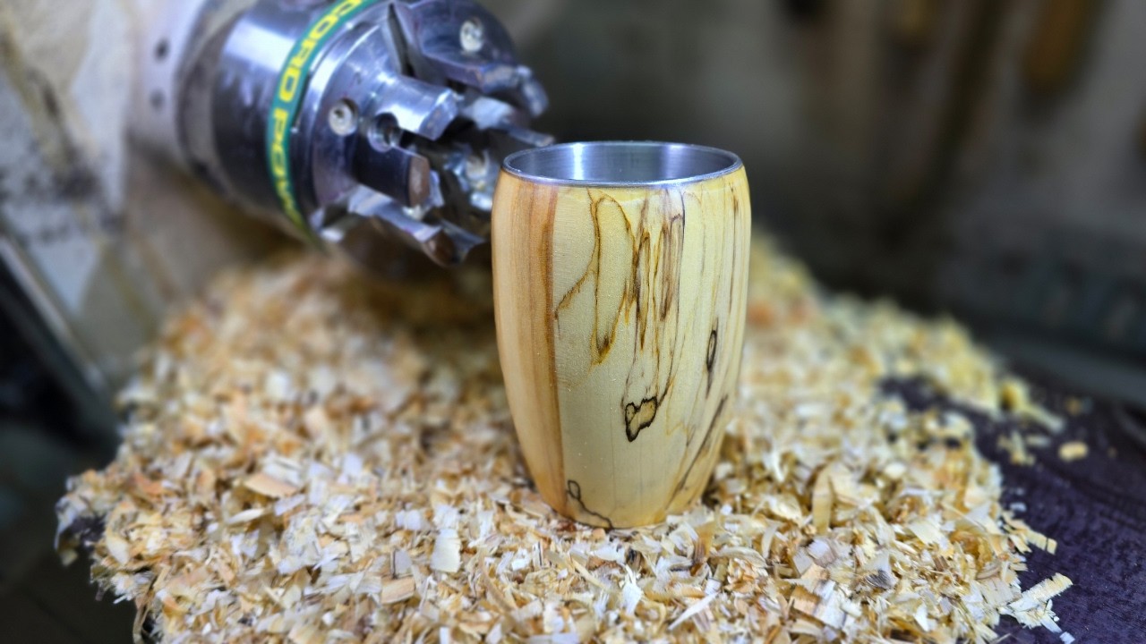 Handmade Spalted Birch Coffee Mug – Stainless Steel & a Game-Changing Finish!