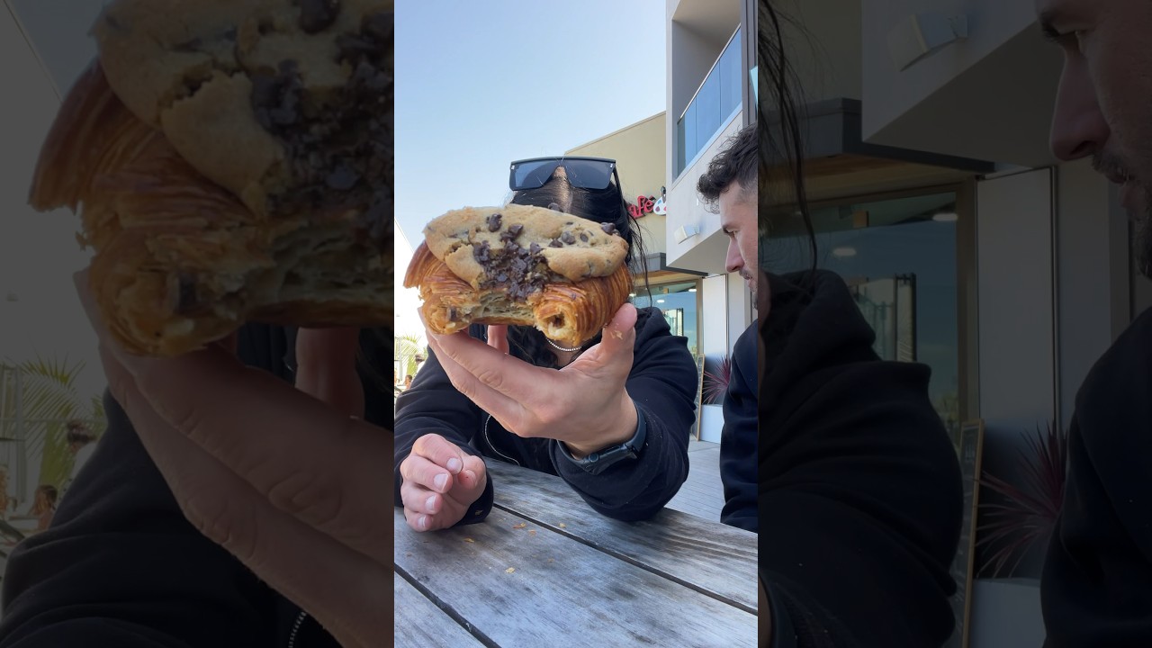 Trying The Most Viral Cookie Croissant On   TikTok 🤯 #shorts #dessert #food