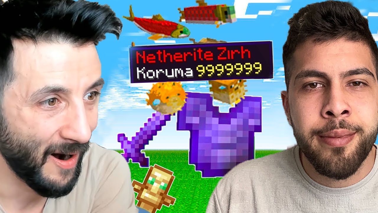 Minecraft ama Balık Op İtem Veriyor 😉 LAZ ile Oyunu Bitirdik.
