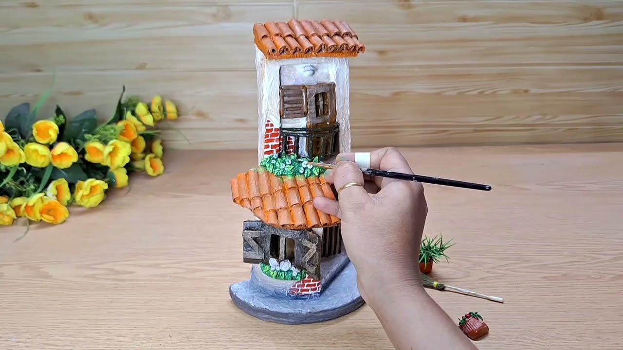 A very beautiful cardboard house making idea | art and craft | Cardboard craft idea | Crafty hands