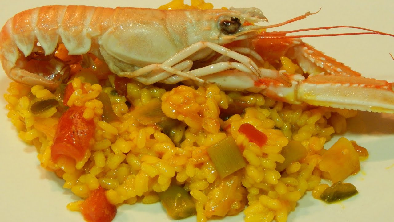 Arroz meloso con cigalas y ajos tiernos receta fácil