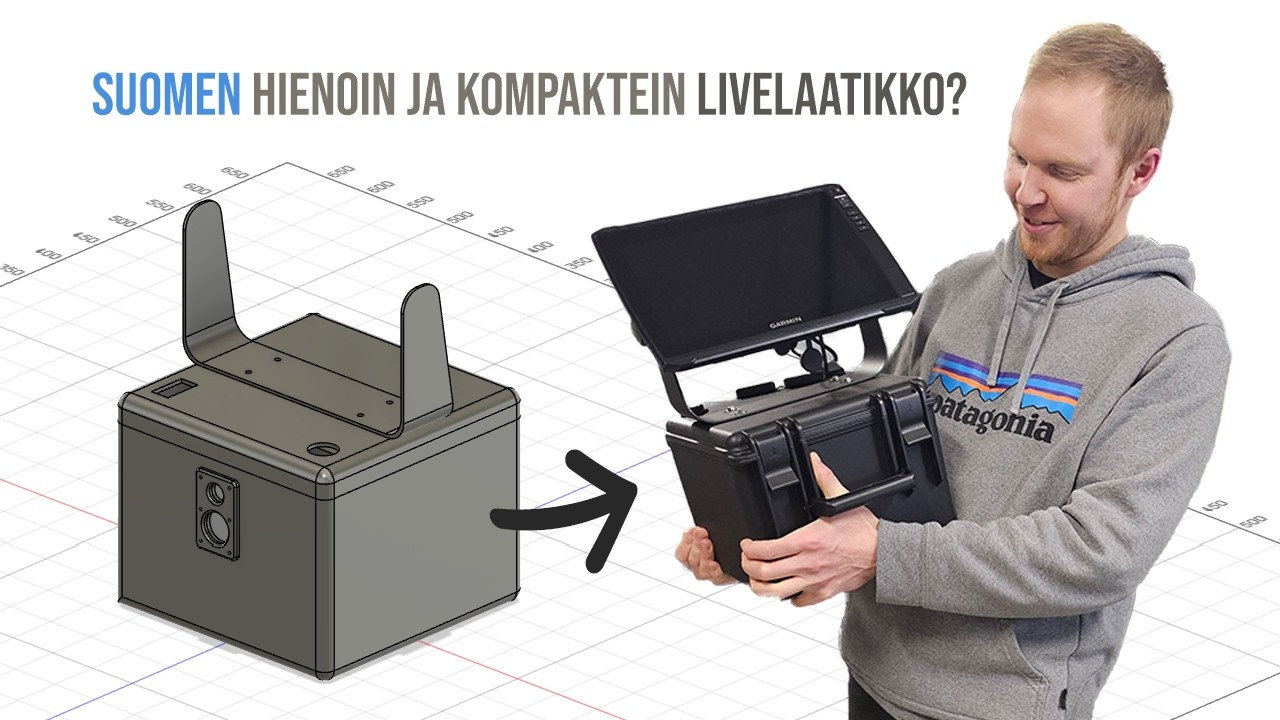 Kompakti laatikko Garmin Livescopelle – Suunnittelu ja rakentaminen | LVS34, GLS10, 50Ah LiTime
