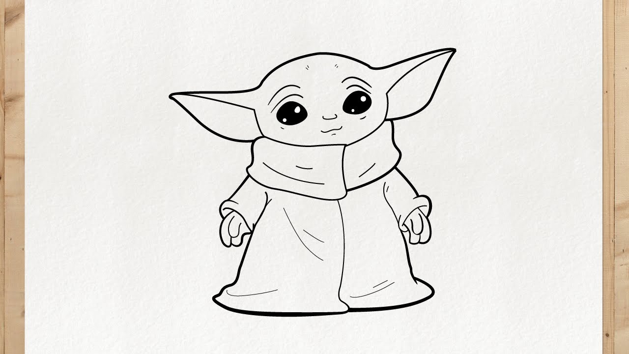 How to draw BABY YODA from the mandalorian (STAR WARS) - step by step, easy and cute