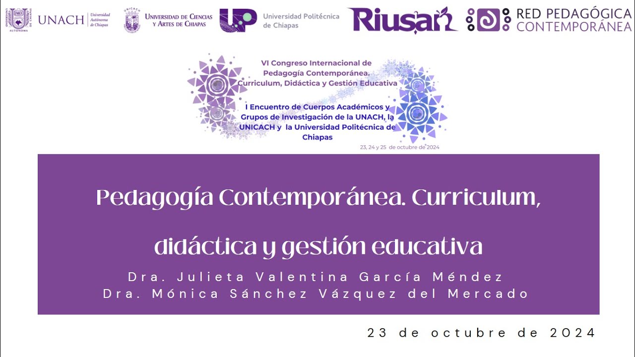 Pedagogía Contemporánea. Curriculum, didáctica y gestión educativa.