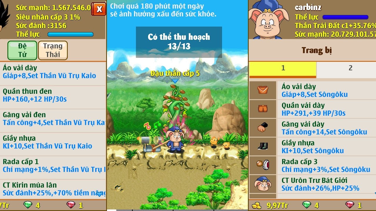 Ngọc Rồng Online - Hành Trình Siêu Phẩm 4 Sét Kích Hoạt Songoku Thanvutru Kirin Thenxinhang