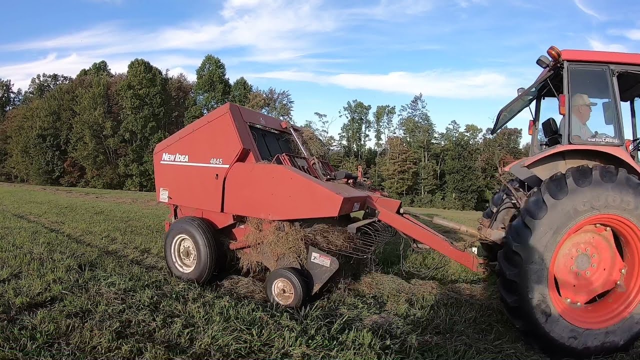 Kubota M6800 and New Idea 4845 baling hay! One of my haying Mentors!
