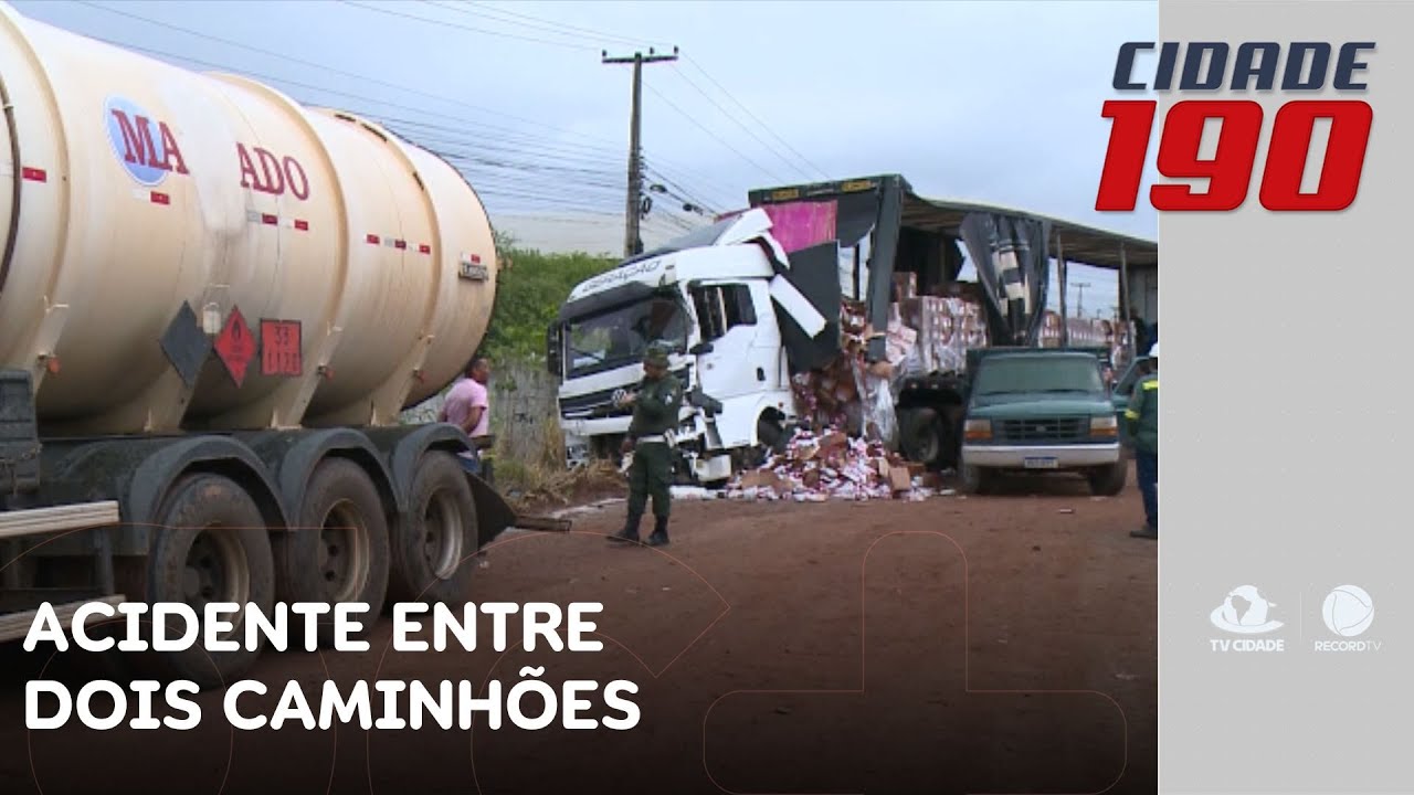 Acidente entre dois caminhões deixa motorista ferido; chovia durante a madrugada | Cidade 190