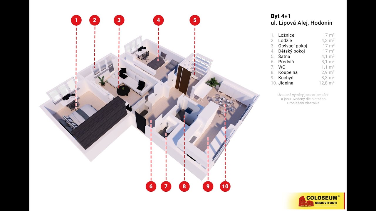 Hodonín - moderní byt 4+1, 90,7 m², po rekonstrukci, lodžie - COLOSEUM NEMOVITOSTI s.r.o.