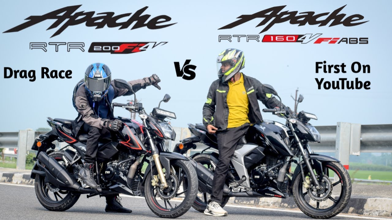 TVS Apache RTR 200 4V Vs 160 4V | Drag Race | First On Youtube