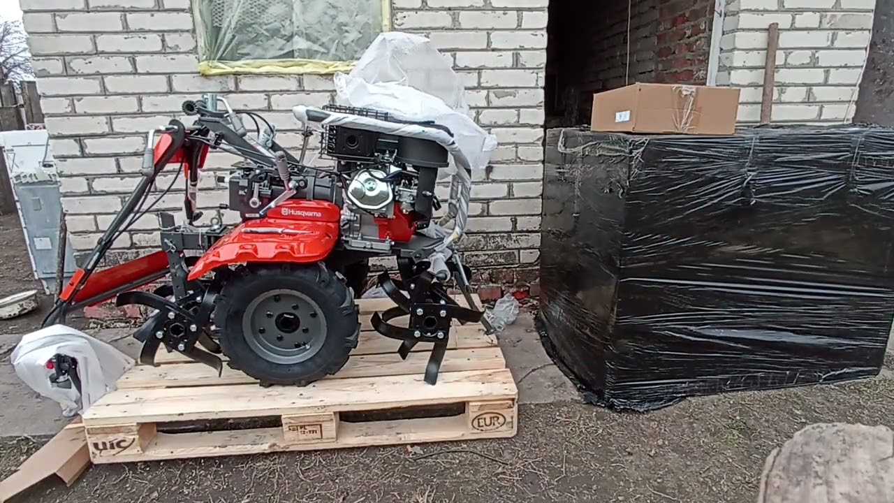 Распаковка и первый запуск мотоблока husqvarna tf 545p