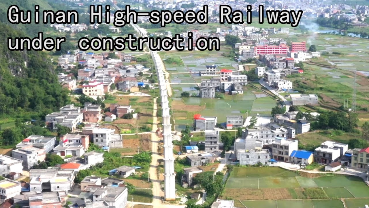 Gaoling Section of Duan County, Hechi City, Guangxi, Guinan High Speed Railway under Construction
